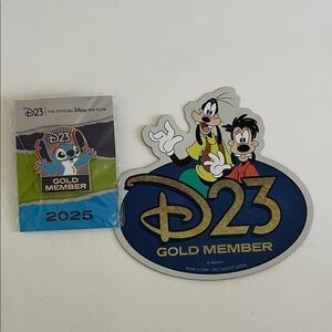2025 D23 Gold Member Lilo & Stitch Disney Pin and Goofy & Max Magnet